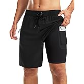 Pinkbomb Men's Swim Trunks with Compression Liner 9 Inch Quick Dry Swimsuit Swimming Swim Board Shorts for Men with Pockets