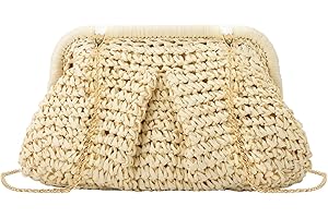 GOKTOW Straw Dumpling Clutch Purse,Summer Vacation Beach Crossbody Bag for Women,Raffia Wicker Rattan Woven Clutch