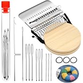 Knit Patch PatchMaker 2.0 Kit, Darning Loom Kit for Visible Mending Clothes | DIY Speedweve Weaving Tool Set with 14 Hooks, Wooden Base, Elastic Bands &amp; Needles for Repairing Jeans, Socks, Sweaters