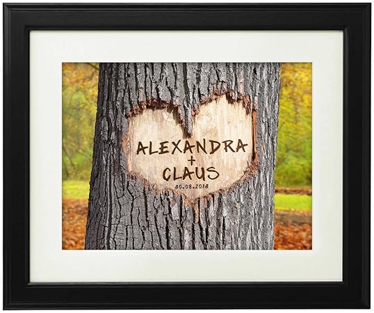 Amazon.de: Herz im Baum – Herbst – Personalisiert mit Namen und Datum –  Druck im Bilderrahmen –