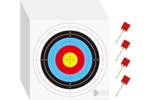 suituts 100 Pcs Bullseye Paper Shooting Targets with 4 Pcs Archery Target Pins, Archery Targets Paper 16x16 Inch 10 Ring Bow and Arrow Targets for Indoor or Outdoor Range