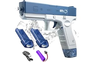 JHFY Electric Water Gun Toy-60cc+60cc High Capacity Water Guns, 32ft Range Water Squirt Guns,Water Toys Electric Squirt Gun for for Summer Swimming Pool Party Beach Outdoor Activity (Blue(465cc+60cc))