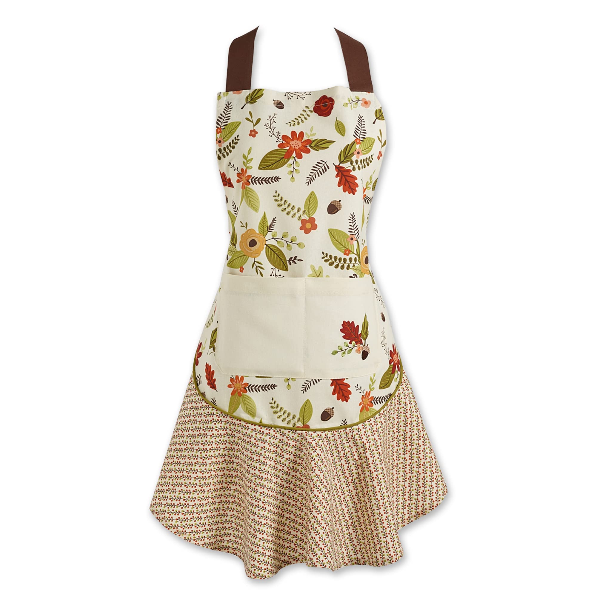 DII Cotton Inspired Kitchen Pocket and Extra Long Ties, Cute Women Ruffle Apron for Family Day, Holidays, Christmas and Housewarming Gift, 100%, Fall in Love, 26x29.5 — image 1