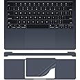 CaseBuy Full Body Palm Rest Protector(3 in 1) for 2025-2022 MacBook Air M2 M3 M4 13.6" A2681 A3113 A3240 Anti-Scratch Keyboard Protective Skin Cover for M2 M3 M4 MacBook Air 13.6" -Midnight