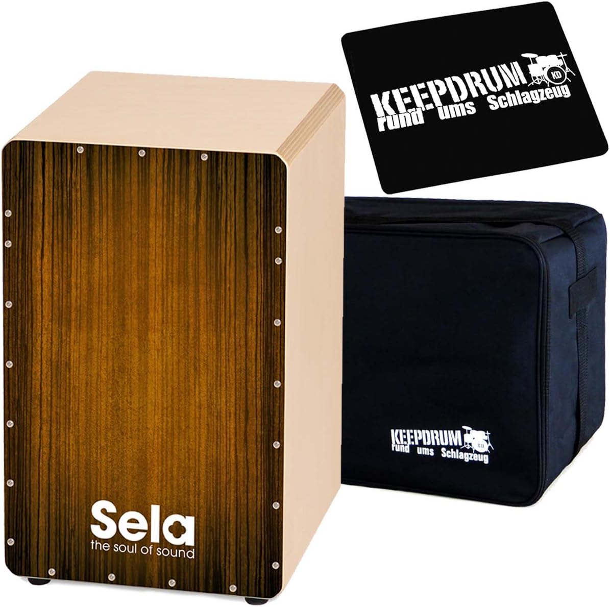 Sela SE051 Varios Brown Cajon with Keepdrum Bag and Padded Seat