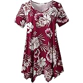 LARACE Plus Size Tops for Womens Summer Clothes Short Sleeve Shirts Casual V Neck Tunic Asymmetrical Blouses