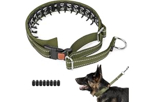 Mayerzon Martingale No Pull Collar for Medium Large Dogs German Shepherd Doberman Pitbull, Patented Anti Pull Correction Dog Collar for Walking Training, Reflective, Adjustable, Hidden(M, Army Green)