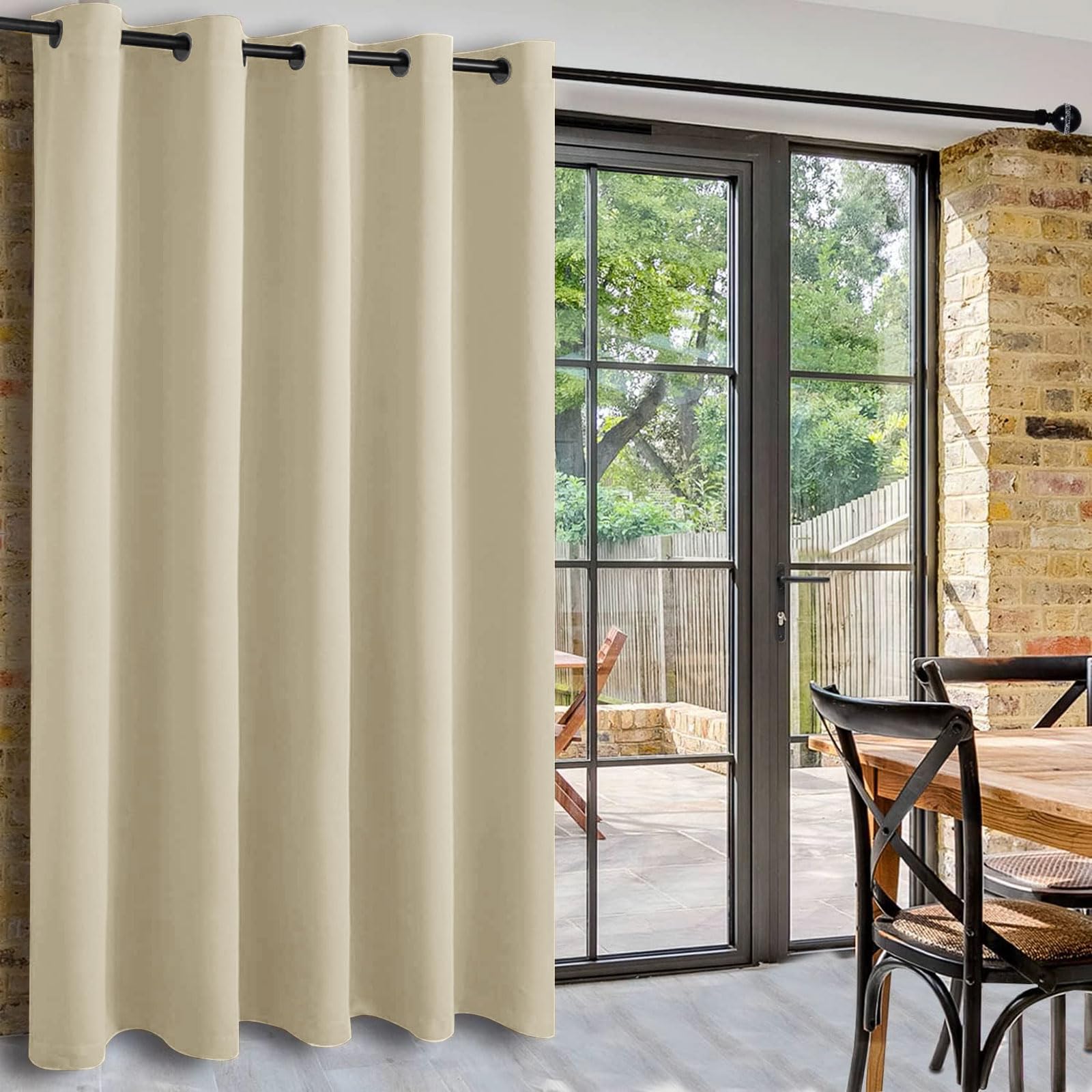 DWCN Large Blackout Curtain,1 Panel Room Divider Curtain for Bedroom, Apartment,Lounge,Light Beige,80 x 84 inch Width by Length