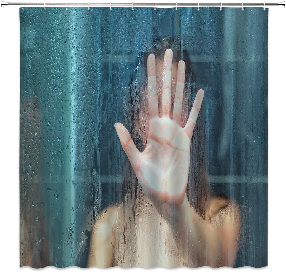 Amazon Com ichohe Water Drops Shower Curtain Sexy Young Naked Woman In The Bathroom Polyester Cloth Fabric Bathroom Decor Set 70 70 Inch With Hook Hole Kitchen Dining