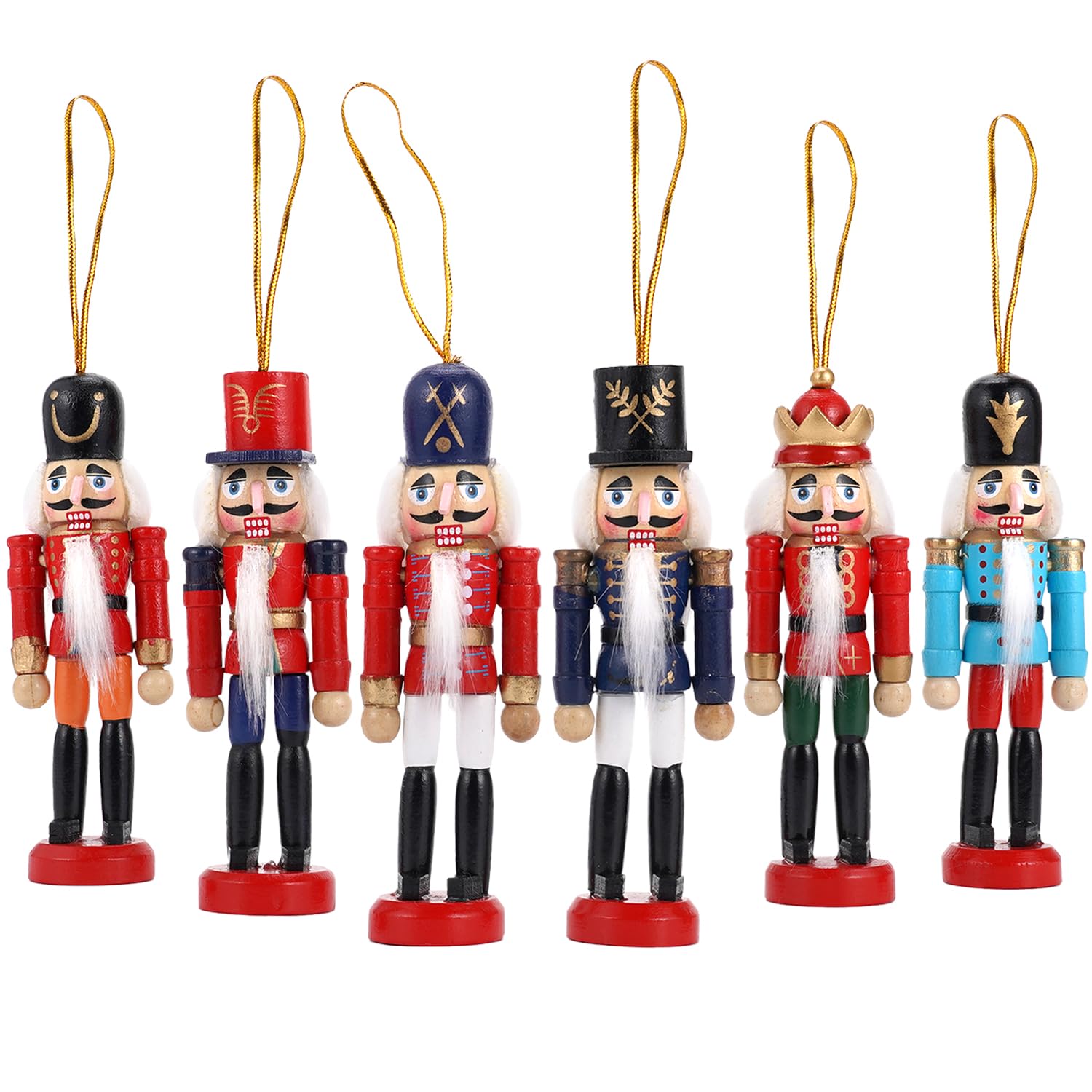 COMBIUBIU 6pcs 12cm Small Christmas Nutcracker Soldier,Mini Nutcracker Figures Hanging Ornaments Christmas Tree Decorations Gift for Thanksgiving Tradition Xmas Decor