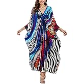 ELSCIRW Women's Caftan Dresses Plus Size Mumu with V-Neck Batwing Sleeves Lightweight Beach Cover Up and Loungewear