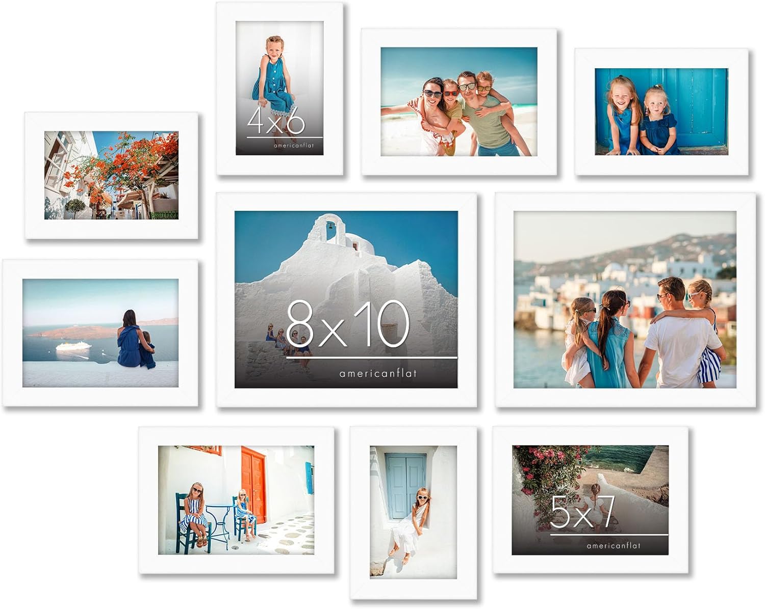 Photo Albums, Frames & Accessories - Americanflat 10 Piece White Picture Frames Collage Wall Decor - Gallery Wall Frame Set with Two 8x10, Four 5x7, and Four 4x6 Frames, Shatter Resistant Glass, Hanging Hardware, and Easel Included
