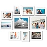 Americanflat Set of 10 Picture Frames with Shatter-Resistant Glass - Gallery Wall Frame Set with Two 8x10, Four 5x7 and Four 4x6 Frames - Signature Collection - White