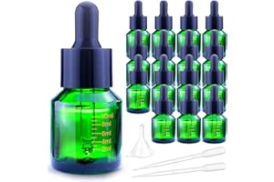 Matifaner 15ml Dropper Bottles with Measurement, Glass Essential Oil Jars Green, 1/2 oz Bottles with Glass Eye Dropper for Es