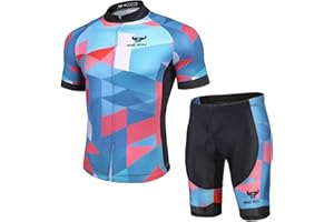 NINE BULL Men's Cycling Jersey Set - Reflective Quick-Dry Biking Shirt and 3D Padded Cycling Bike Shorts