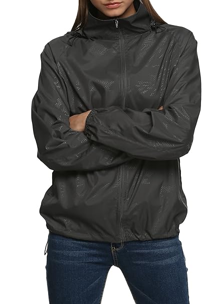Zeagoo Damen Lightweight Softhelljacke Windjacke Regenjacke Outdoor Übergangsjacke Hoodie Kapuzenjacke Jacket Atmungsaktiv