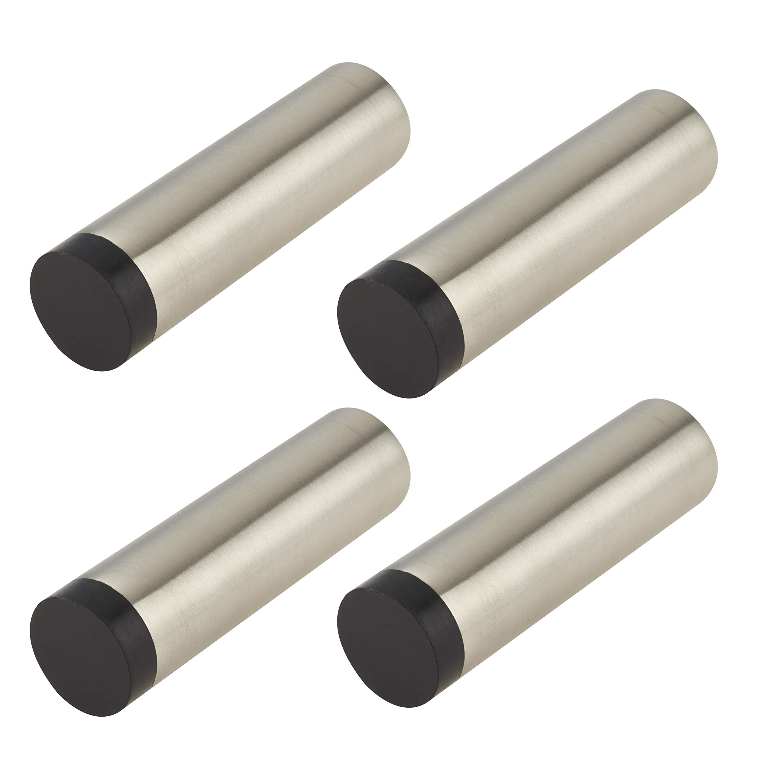 Door Stop Wall or Skirting Mounted Chunky Pattern Satin Stainless Steel 105mm Projection Pack of 4