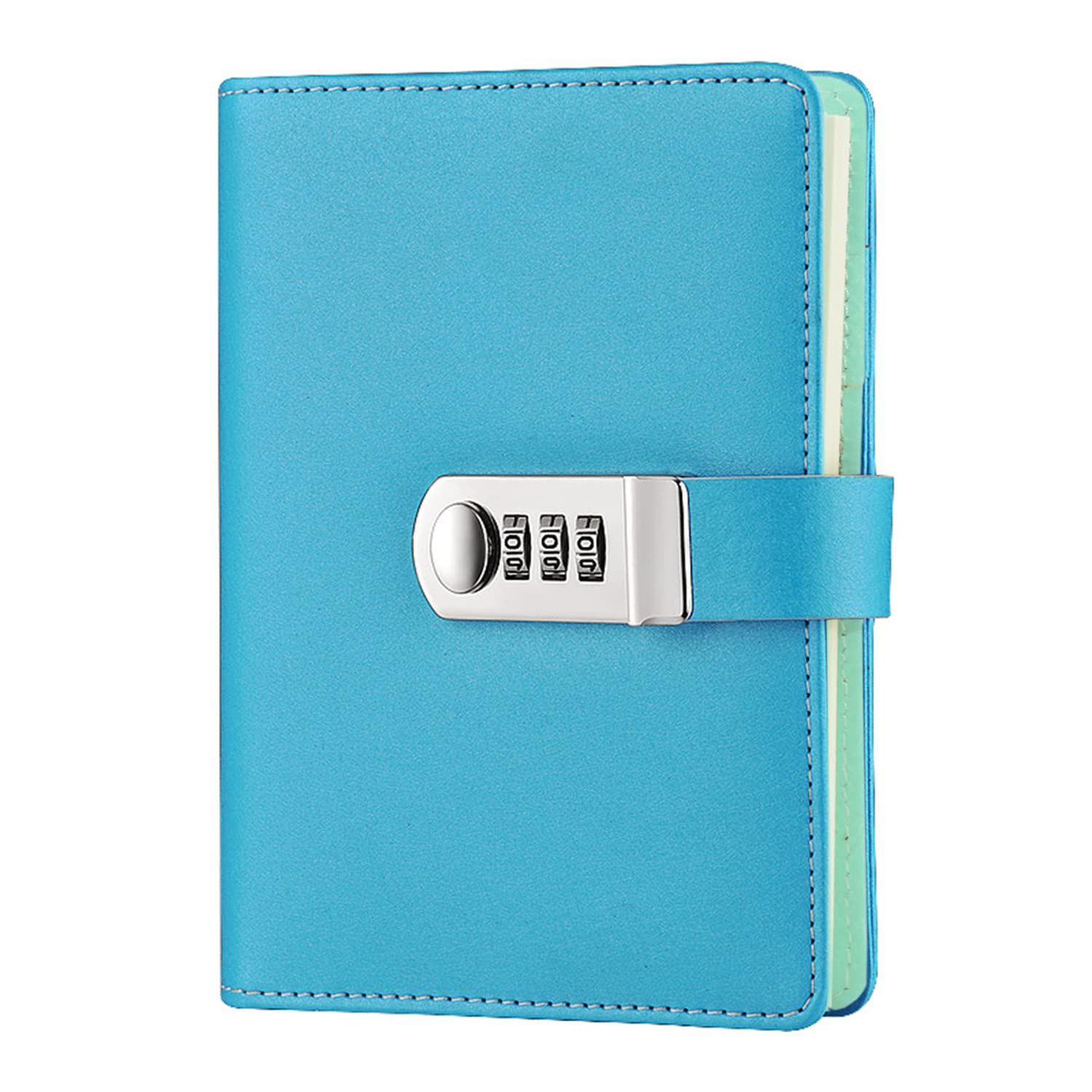 NectaRoy Lock Journal Lockable Refillable Diary, PU Leather Cover Writing Notebook Planner Organizer with Combination Lock, Travel Journal with Lock, Notepad with Pen Holder, Size 185x135mm