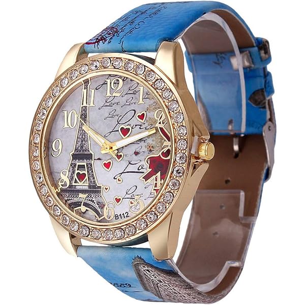 Women\'s Blue Analog Quartz Solid Pu Leather Strap Bling Rhinestone Wrist Watch Peugeot Women Watch Silver with Baguette Crystals Blue Dial  main image 4