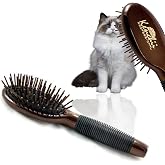 Kenchii Wooden Pin Brush for Dogs and Cats, Small - Shedding Brush | Solid wood pins detangle and remove loose fur, non-slip grip, for long or short haired dogs and cats of all breeds