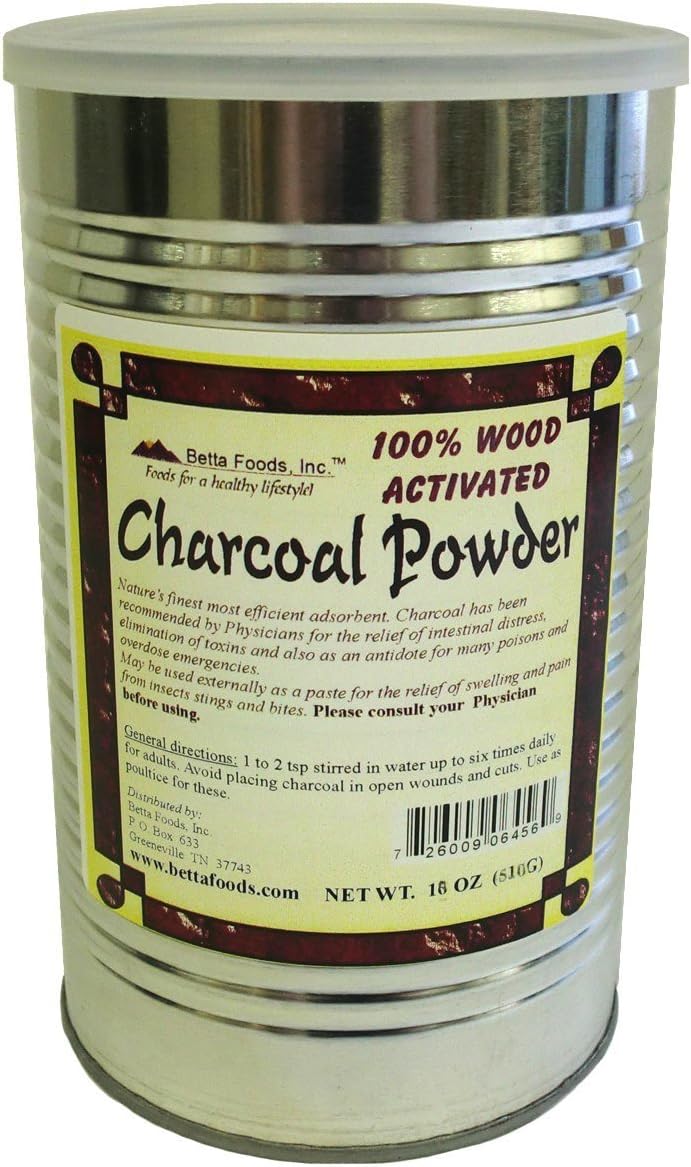 Betta Foods Activated Charcoal Powder, 16-ounce Can