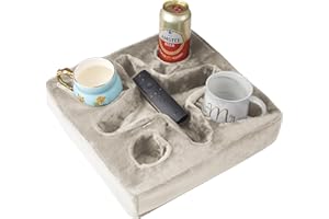 XCHOUXER Couch and Bed Cup Holder Pillow, Sofa Refreshment Tray for Drinks/Remote Control/Snacks Holder (Beige)
