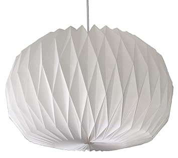 Myoko Premium Origami Lampe ø 43cm Höhe 26cm Papier Deckenleuchte Mit Kabel Und Halterung Weiß