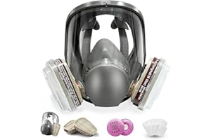 MATLARN Reusable full Face Cover, Full Face Respirator Mask, Organic Vapor Gas Mask with Activated Carbon Filters Anti-fog Gas Cover Against Dust Fume for Painting, Polishing, Welding, Staining, Cutting