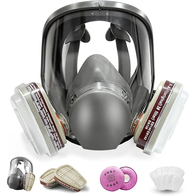 ☆maskh★ ZXICH Full Face Respirator Gas Mask with Filters, Reusable Large