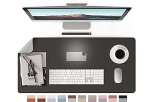 RENMTURE Double-Sided Two-Tone Faux Leather Desk mat Desktop Organization and Accessories Home and Office Large Mouse pad Game and Work (Black/Gray, 36"x17")