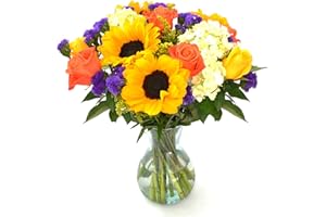 Daydream with Vase | Orange, Yellow, Green Arrangement by Arabella Bouquets | Real Fresh Flowers for Delivery, Gift for Birthday, Congratulations, Mother's Day