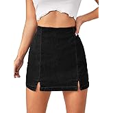 Floerns Women's Casual Split Hem High Waist Denim Skorts Skirt Shorts