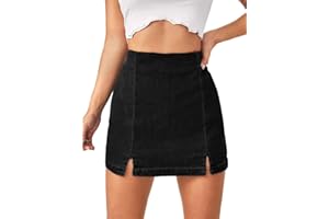 Floerns Women's Casual Split Hem High Waist Denim Skorts Skirt Shorts