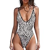 ESONLAR Women's Sexy Plunging V Neck Bathing Suit Open Back One Piece Swimsuits