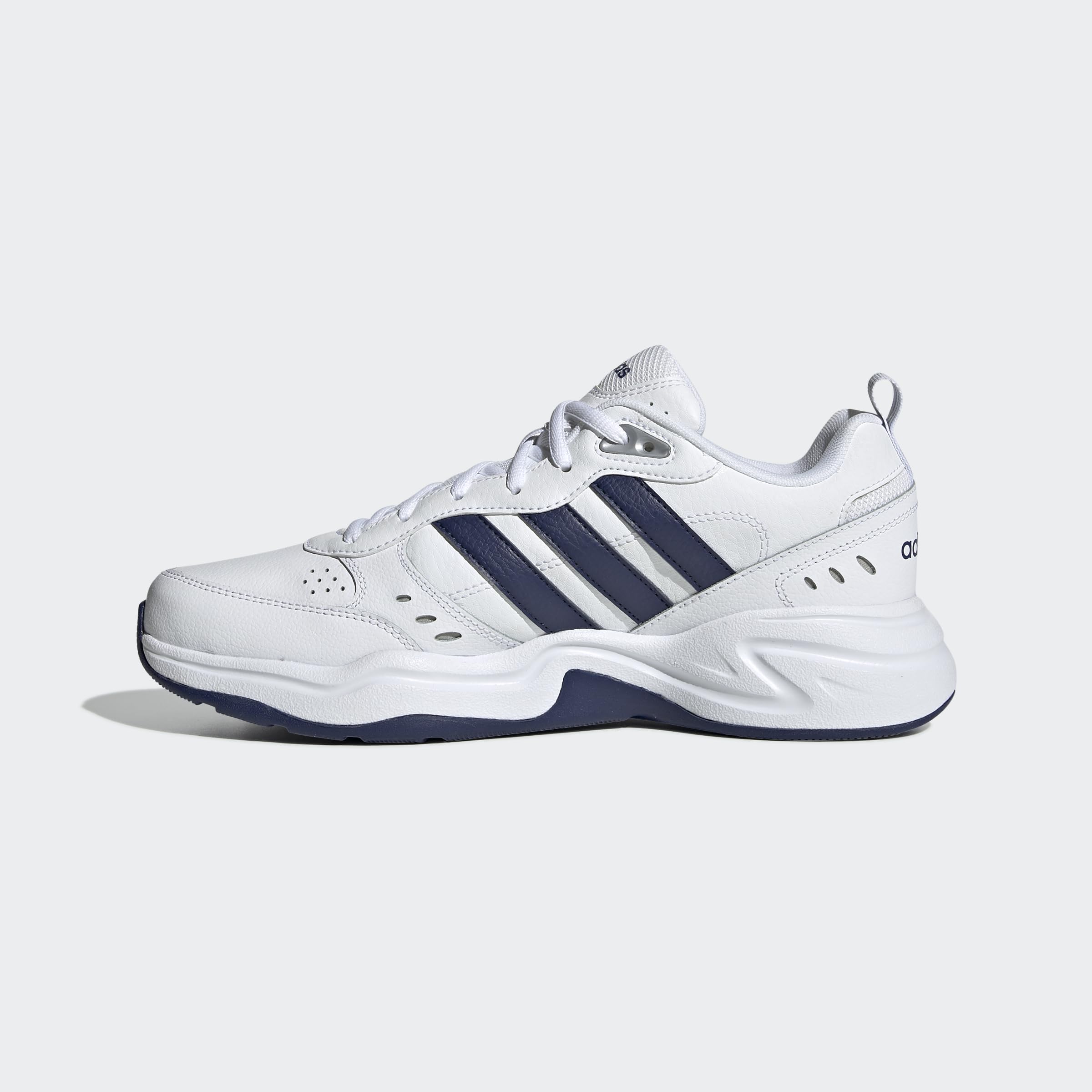adidas Men's Strutter Shoes, Cloud White / Dark Blue / Matte Silver, 9 UK