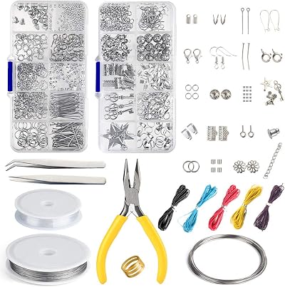 FEPITO Jewelry Making Kit with Pliers Starter Tools Beading Wire DIY Craft