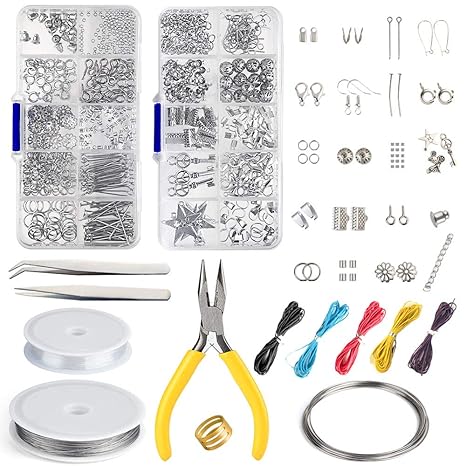 FEPITO Schmuckherstellung Kit Anfänger Werkzeug Kit Schmuck Reparatur Kit Schmuck Zubehör mit Zangen für Schmuckherstellung R