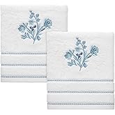 Izod - Hand Towels, Soft & Absorbent Cotton, Floral Bathroom Decor, Set of 2 (Mystic Collection, White)