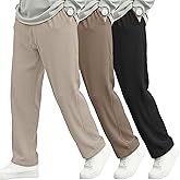 Neer 3 Pack Men's Corduroy Pants Causal Straight Leg Sweatpants Loose Drawstring Elastic Waist Baggy Lounge Pants Pockets