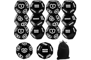 RAVONIXIS 12 Pieces MTG Counter 12 Sided Abilities Keywords Dice Loyalty MTG Life Counter Tokens Dice Buff Tokens Compatible with Magic Card Game Accessories CCG Creature Stats (Black)