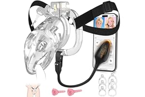 XINBALE Chastity Cage - Soft Lightweight Penis Cage with 6 Sizes Rings,Black Strap,App-Controlled Vibrator, Comfortable Cock 
