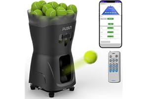 PUSUN PT-MINIPro Portable Tennis Ball Machine - Lightweight Indoor Tennis Server with APP Control, 65-Ball Capacity & Teachin