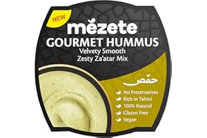 Mezete Zaatar Hummus, 100% All-Natural Dips & Spreads, On the Go Tahini Rich Dip, No Preservatives, Shelf-Stable, No Refrigeration Required, 7.5 Ounce