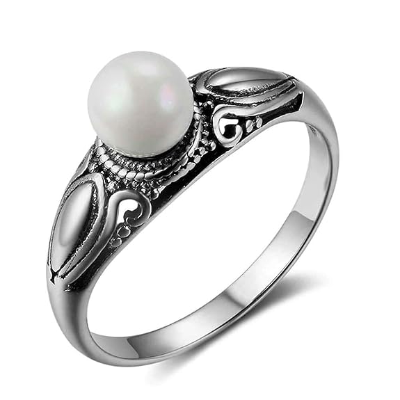 Beydodo Silber 925 Ring für Damen Vintage Hochglanzpoliert mit Perle Trauring Partner Silber Ringe