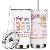 60th Birthday Gifts for Women Grandmother 60th Birthday Gift Ideas 20 Oz Tumbler Gifts for 60 Year Old Woman Cheer to 60 Years Turning 60 Vintage 1966 Insulated Travel Mug Stainless Steel Thermal Cup