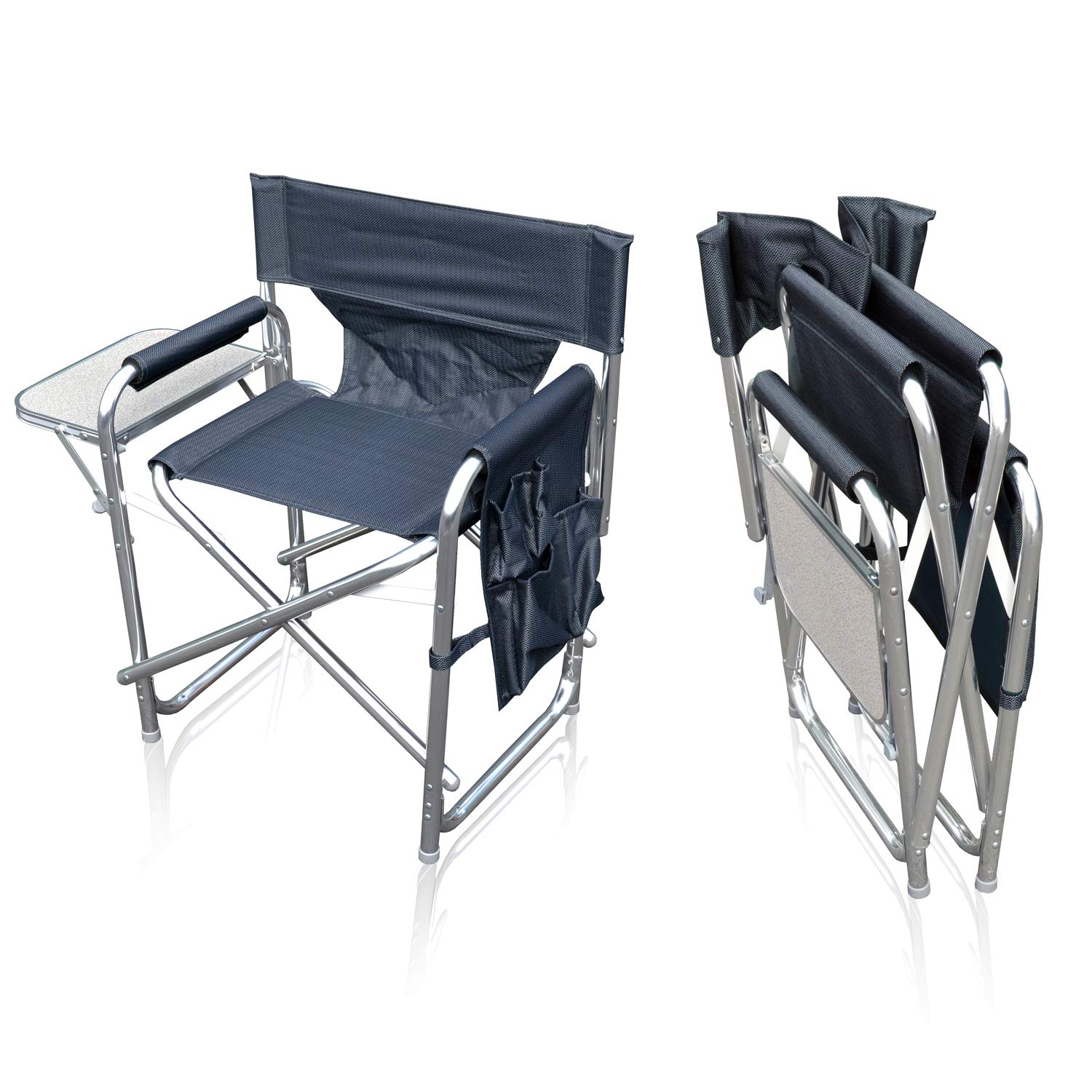 Sun Leisure Directors Folding Chair, Aluminium Frame, Graphite, Side Pockets, Folding Side Table, Fishing, Garden, Camping, Event Chair, Durable, Indoor & Outdoor Use, Portable