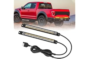 Nilight Truck Tailgate Light Strip 7 Inch Aluminum Frame Double Row 60 LED Red Running Brake Amber Sequential Turn Signals Strobe Lights Bar for Trailer Hitch Cargo Carrier Luggage Rack