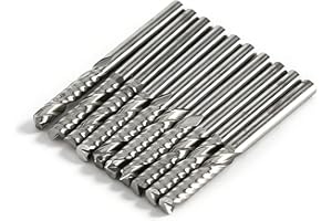 End Mill Bits 10 Pcs 1/8 in Shank Single Flute End Mills Drill Bit Tool Tungsten Carbide CNC Router Milling Bits for Wood Alu