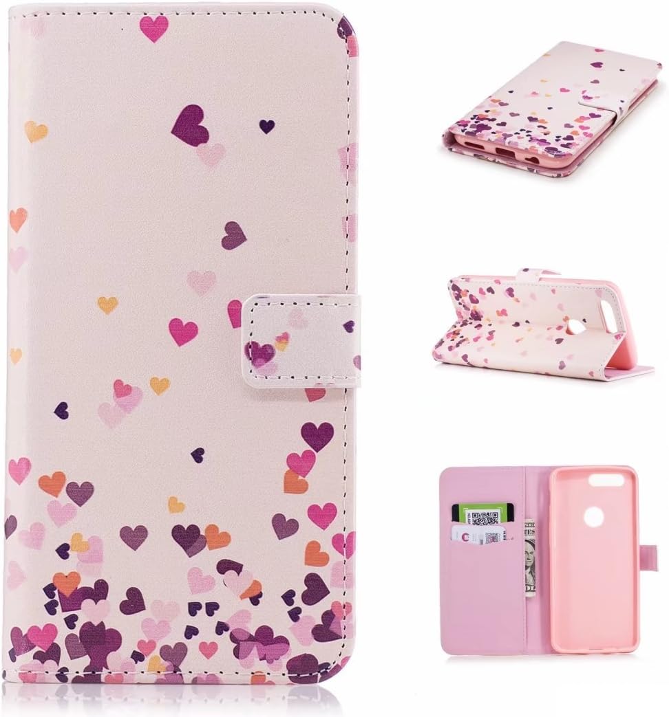Oneplus 5T, COWX Case PU Leather Flip Case for OnePlus 5T Protective Mobile Phone Case Cover Pink Love