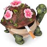 USEWIRE Ashtrays, Cute Turtle Outdoor Ashtray for Cigarettes for Home Office, Porch Patio Decorations, Outdoor Indoor Ashtray, Holiday Gift (Flower Turtle)